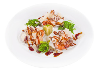 Seafood salad on a plate