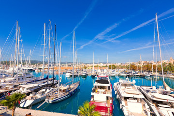 Fototapeta na wymiar Palma de Mallorca port marina in Majorca Balearic