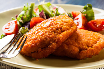 Cutlet Cordon Bleu with salad