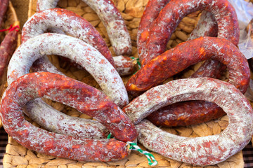 Chorizo sausage traditional pork meat food Spain