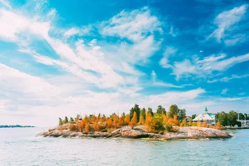 Wandcirkels Scandinavië Pier, Harbour And Quay, Island Near Helsinki, Finland.  © Great Brut Here