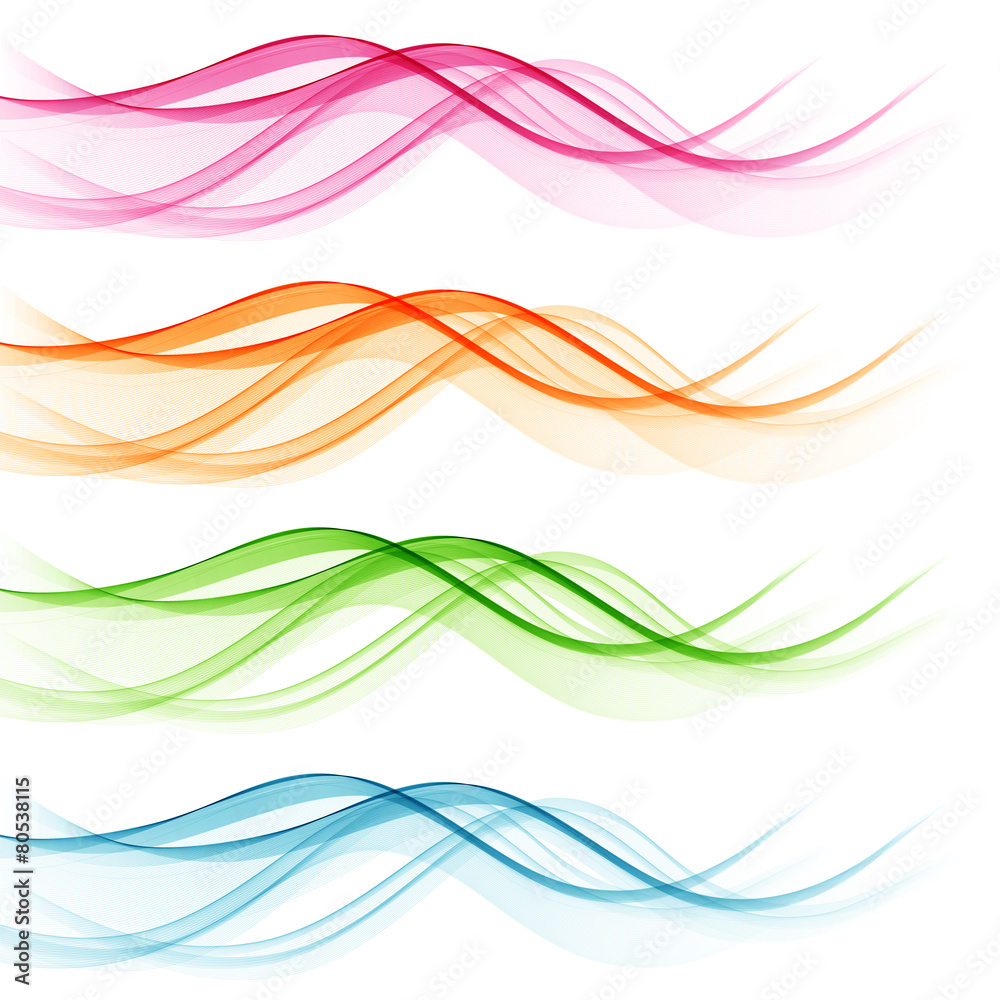Poster set of abstract color wavy lines