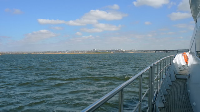 View of the river from the deck of the yacht