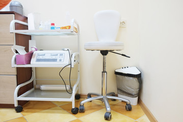 Medical trolley in beauty salon room