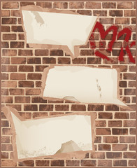 Speech bubble on brick wall texture