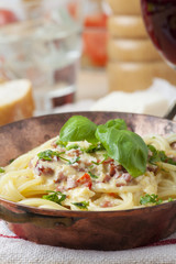 Closeup von Spaghetti carbonara