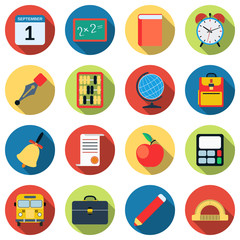 School and education flat vector icons