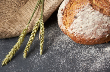 Freshly baked traditional bread on a table