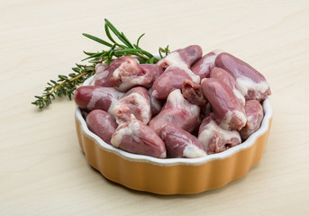 Raw chicken hearts