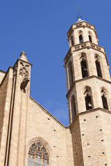 Fototapeta na wymiar Saint Mary of the Sea cathedral tower in Barcelona