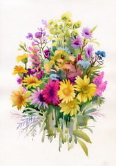 Obrazy  Bukiet kolorowych polnych kwiatów