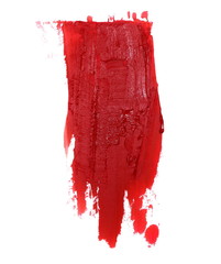 photo red grunge brush strokes oil paint isolated on white