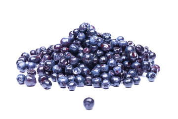 composition from a fresh bow blueberry on the white isolated bac