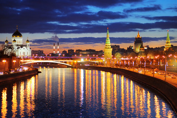 Fototapeta na wymiar Night view of Moscow, Russia