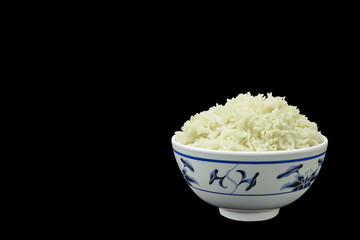 Natural Organic Cooked Rice in Chinese Bowl