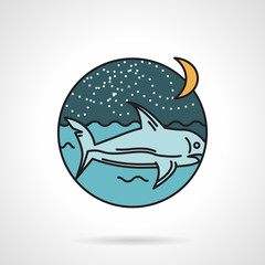 Night seascape flat design vector icon