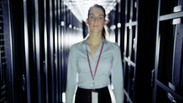 IT engineers working in a data center