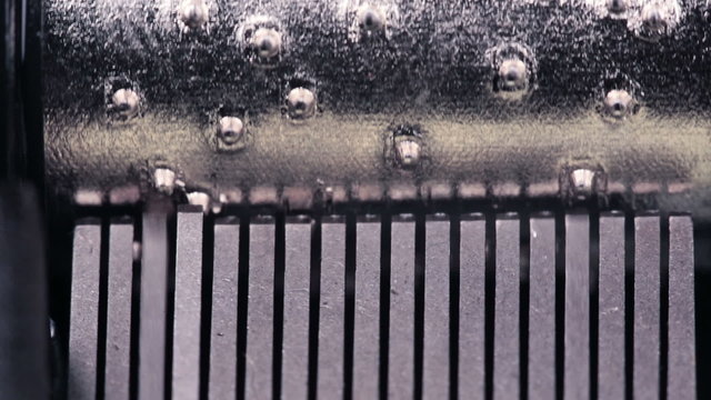 Tiny mechanism of a musical casket, macroshooting
