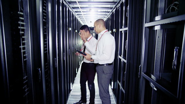 IT engineers working in a data centre