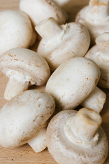 mushrooms on wooden background