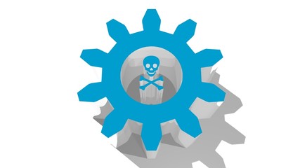 gear shape tunnel with skull and crossbones within