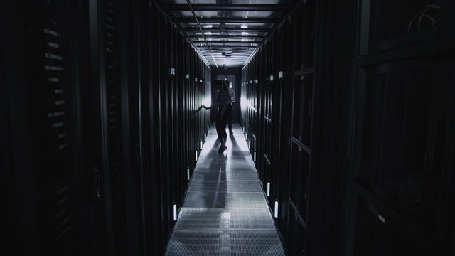 IT engineers working in a data centre