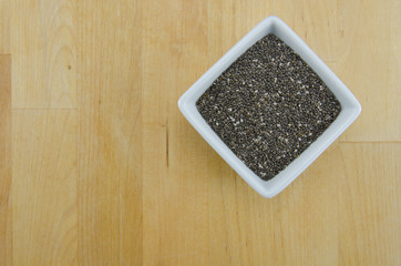 Bowl of Chia Seeds with Copy Space