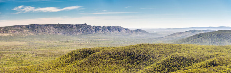 Panoramic view of mountains in the Victoria Valley, Grampians National Park, Victoria, Australia