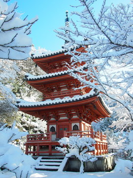 雪の三重塔