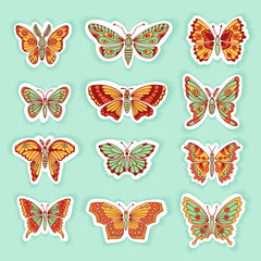 Set of Butterflies Decorative Isolated Silhouettes in Vector