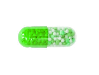 Macro green medical pill tablet with pellt, microgranules