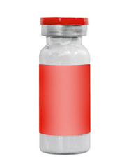 Obraz premium Macro red medicine injection vials isolated on white