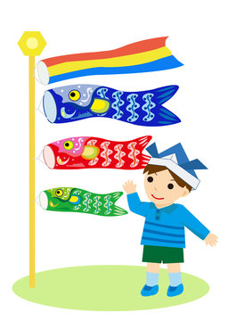 鯉のぼりと男の子