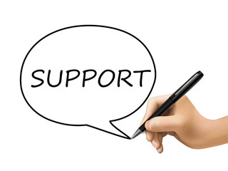 support word in speech bubble
