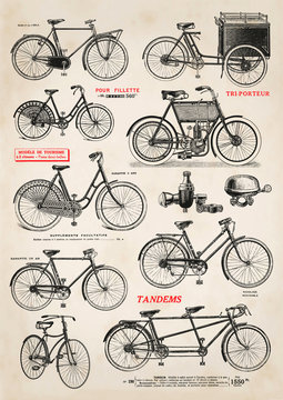 collection of vintage bicycle illustrations