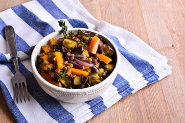 Lentils cooked with vegetables