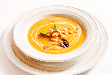 pumpkin soup with shrimps