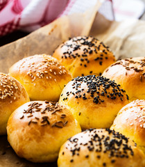 Homemade tasty buns with sesame and cumin