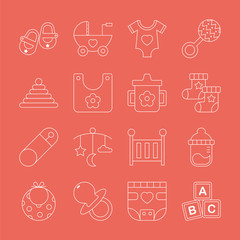 Baby line icon set