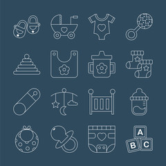 Baby line icon set