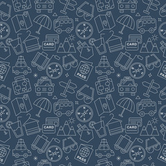 Travel line icon pattern set