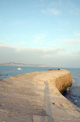 Cobb harbour wall in Lyme Regis, Dorset