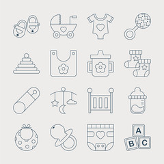 Baby line icon set
