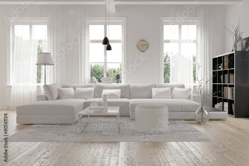 Modernes geräumiges wohnzimmer im skandinavischen design ... Wohnzimmer design software