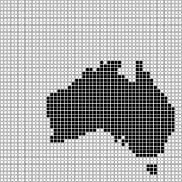 オーストラリアのピクセルアート(黒と白)