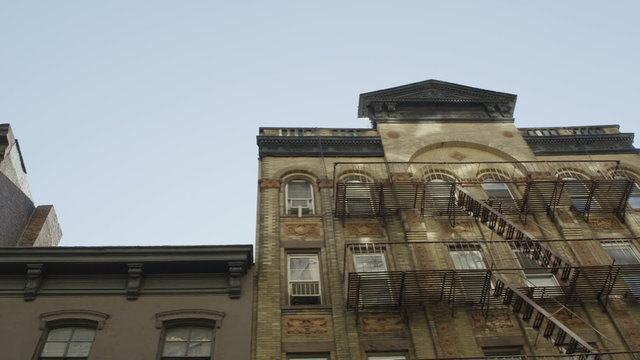 Low angle view of buildings in a residential area of New York on a sunny day