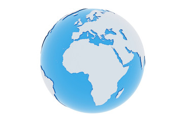 Erde Europa Afrika - hellgrau blau