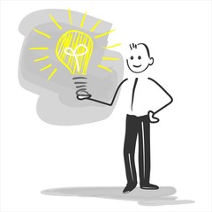 Ideen bekommen, Einfälle präsentieren - gezeichneter Mann