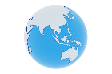Erde Asien Australien - hellgrau blau