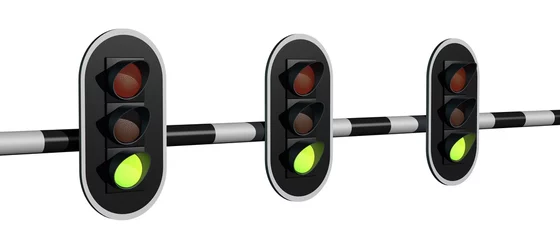 Foto op Plexiglas Drie stoplichten op groen © emieldelange